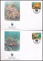 WWF: Tengeri állatok sor 4 FDC-n + négyescsík WWF Sea animals set 4 FDC + stripe of 4