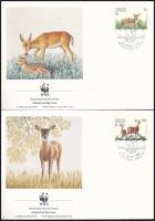 WWF: Szarvasok sor  4 FDC-n + a sor WWF-es értékei WWF White tailed deer set + set on 4 FDC-s