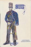 Katonai egyenruhák 9 db jezett akvarell a magyar katonaság történetéről. Különböző alakulatok és feg...