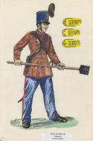 Katonai egyenruhák 9 db jezett akvarell a magyar katonaság történetéről. Különböző alakulatok és feg...