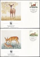 WWF: Szarvasok sor  4 FDC-n + a sor WWF-es értékei WWF White-tailed deer set + set on 4 FDC-s