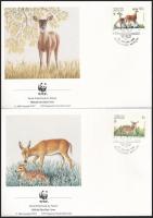 WWF: Deer set on 4 FDC WWF: Szarvasok sor  4 FDC-n + a sor WWF-es értékei