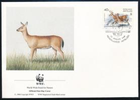 1992 WWF: Szarvasok sor  4 FDC-n + a sor WWF-es értékei  Mi 739-742