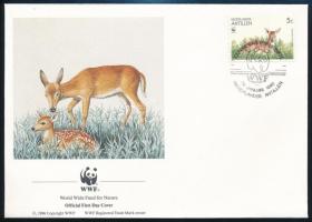 WWF: Szarvasok sor  4 FDC-n + a sor WWF-es értékei WWF Deers set 4 FDC + WWF values