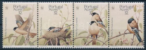 WWF: Madarak sor 4 FDC-n + négyescsík, WWF: Birds set on 4 FDC + stripe of 4