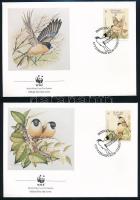 WWF: Birds set on 4 FDC + stripe of 4 WWF: Madarak sor 4 FDC-n + négyescsík