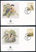 WWF: Birds set on 4 FDC + stripe of 4 WWF: Madarak sor 4 FDC-n + négyescsík