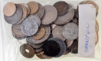 Spanyolország 1870-1997. 63db-os fémpénz tétel, mind klf. T:vegyes Spain 1870-1997. 63pcs of coins, all diff. C:mixed