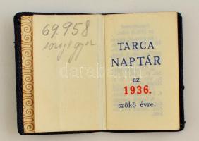 1936 Tárcanaptár bőr kötésben, aranyozott lapszélekkel