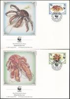 WWF: Coconut crab set on 4 FDCs WWF: Pálmatolvaj sor 4 FDC-n