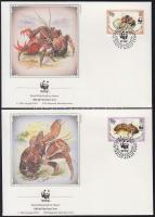 WWF: Coconut crab set on 4 FDCs WWF: Pálmatolvaj sor 4 FDC-n