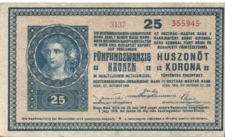 1918. 25K "hullámos", sorszám "3"-as száma egyenes felső szárral! T:II RR!!