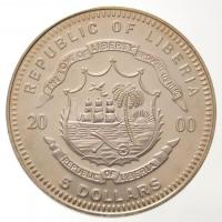 Libéria 2000. 5$ ezüstözött Cu-Ni "Oroszlán" multicolor T:1 patina
Liberia 2000. 5 Dollar...