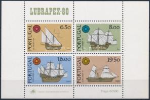 nternational Stamp Exhibition LUBRAPEX '80, Lisbon: Ship block, Nemzetközi bélyegkiállítás LUBRAPEX '80, Lisszabon: Hajók blokk