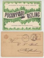 cca 1920-1948 Nagykanizsával kapcsolatos okmányok, borcímke, stb., összesen 4 db