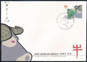 Chinese New Year, year of the ox + block on 2 FDCs Kínai újév, a bivaly éve + blokk 2 db FDC-n