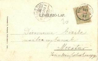 Tihany, látkép. Kampmann H. kiadása, floral Art Nouveau (EK)