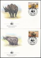 WWF: Black rhinoceros set on FDC, WWF: Keskenyszájú orrszarvú sor FDC-n