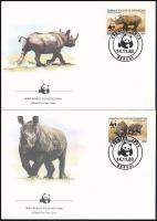 WWF: Keskenyszájú orrszarvú sor FDC-n WWF: Black rhinoceros set on FDC