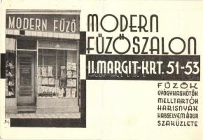 Budapest II. Margit körút 51-53. Modern fűző-szalon, üzlet kirakata (fa)