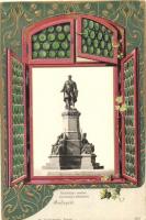 Budapest V. Gróf Széchenyi István szobor. H. Kampmann, Art Nouveau Emb. litho ablak-keret (EK)