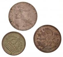 3db-os vegyes rossz tartású ezüstpénz tétel, közte Franciaország 1913. 50c Ag T:2-,3 3pcs of various silver coins in bad condition, including France 1913. 50 Centimes Ag C:VF,F