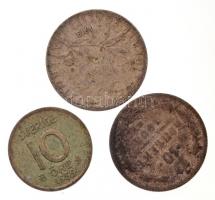 3db-os vegyes rossz tartású ezüstpénz tétel, közte Franciaország 1913. 50c Ag T:2-,3
3pcs of variou...
