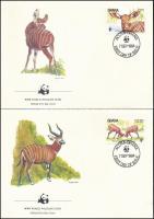 WWF Bongo sor 4 db FDC-n WWF Bongo set on 4 FDC-s