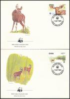 WWF Bongo set on 4 FDC-s WWF Bongo sor  4 db FDC-n