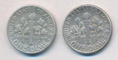 Amerikai Egyesült Államok 1955D 1D Ag "Roosevelt" + 1956. 1D Ag "Roosevelt" T:2-...