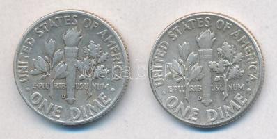 Amerikai Egyesült Államok 1961D 1D Ag "Roosevelt" + 1962D 1D Ag "Roosevelt" T:2,...