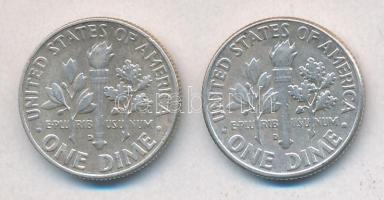 Amerikai Egyesült Államok 1963D 1D Ag "Roosevelt" + 1964D 1D Ag "Roosevelt" T:2,...