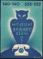 Mit jelent ez a két szám? - telefonos tudakozó reklámja, grafitceruzás ráírásokkal, 13x9,5 cm