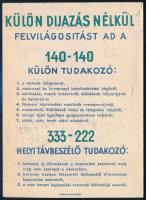 "Mit jelent ez a két szám?" - telefonos tudakozó reklámja, grafitceruzás ráírásokkal, 13x9...