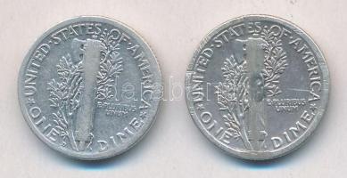 Amerikai Egyesült Államok 1917. 1D Ag "Mercury" + 1918. 1D Ag "Mercury" T:2-,3 p...
