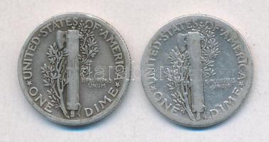 Amerikai Egyesült Államok 1935. 1D Ag "Mercury" + 1936. 1D Ag "Mercury" T:2-,3 p...