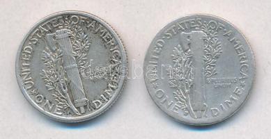 Amerikai Egyesült Államok 1942. 1D Ag "Mercury" + 1943. 1D Ag "Mercury" T:2-3
U...