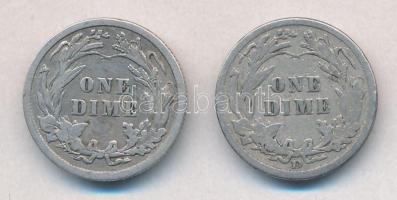 Amerikai Egyesült Államok 1908D 1D Ag "Barber" + 1909. 1D Ag "Barber" T:2-,3 ph....