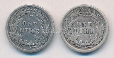 Amerikai Egyesült Államok 1913. 1D Ag "Barber" + 1914. 1D Ag "Barber" T:2-,3
US...
