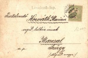 Zólyom, Zvolen; Vasútállomás, gőzmozdony, létra, vasutasok csoportképe. Adler Alfréd fényképész / ra...