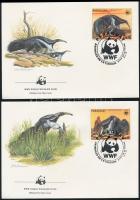 WWF capybara set closing value on 4 FDC-s WWF: Vízidisznó sor záróértékei  4 db FDC-n