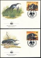 WWF giant armadillo and anteater 4 FDC WWF: Óriás tatu és hangyász sor záróértékei 4 db FDC-n