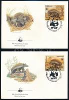 WWF: Capybara set closing values on 4 FDC WWF: Vízidisznó sor záróértékei 4 db FDC-n