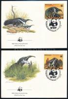 WWF: Vízidisznó sor záróértékei 4 db FDC-n WWF: Capybara set closing values on 4 FDC