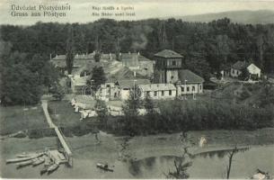 Pöstyén, Pistyan, Piestany; Régi fürdők a ligettel, csónakázók / Alte Bäder samt Insel / old spa buildings, park, rowing boats (Rb)