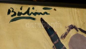 Bálint jelzéssel: Állatok. Akvarell, papír, üvegezett keretben, 28×21 cm