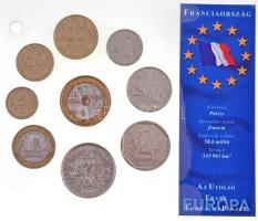 Franciaország 1972-1997. 5c-20Fr (9xklf) Az utolsó Frank forgalmi pénzek szettben T:1,2,2- + Olaszország 1952-1993. 5L-1000L 8klf darab Az utolsó Frank forgalmi pénzek szettben T:2  France 1972-1997. 5 centimes - 20 Francs, (9xdiff) The Last Franc coins set C:UNC,XF,VF + Italy 1952-1993. 5 Lire - 1000 Lire 8 different coins The Last Franc coins set C:XF