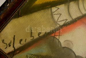 Scheiber jelzéssel: Női fél akt portré. Pasztell, papír, üvegezett keretben, 40×30 cm