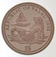 Palau 1992. 1$ Cu-Ni "A tengeri élet védelmének éve - Vitorlás és sellő" multicolor T:1(PP...