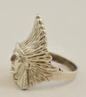 Ezüst(Ag) indiánfejes gyűrű, jelzett, méret: 63, nettó:10 g